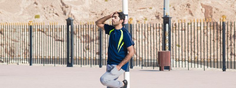 Zen style exercise area with minimalistic design and blue lighting